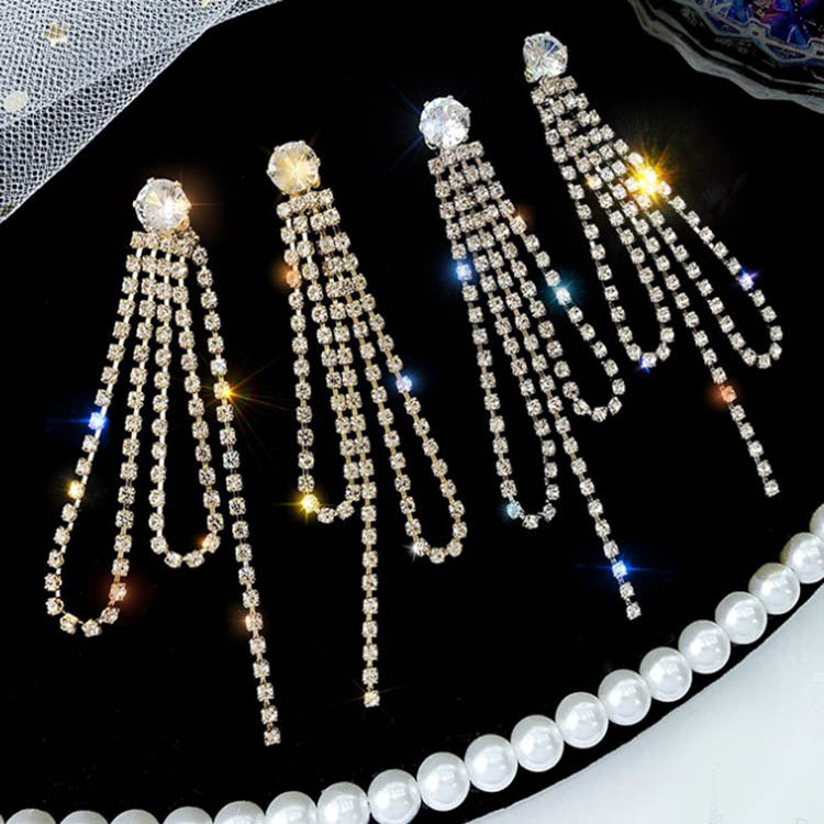 Tassel Rhinestone Earrings Cn0105