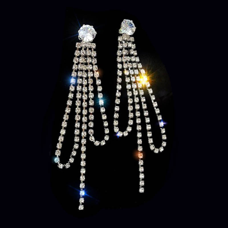 Tassel Rhinestone Earrings Cn0105