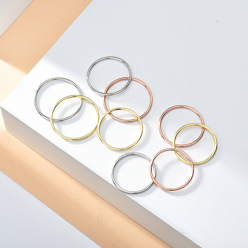 925 Sterling Silver Glossy and Simple Ring Cn0277