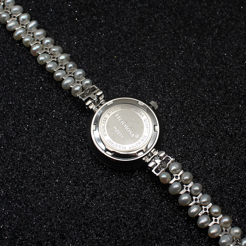 Lucky Wheel Freshwater Pearl Long Strap Zircon Women's Watch Cn435