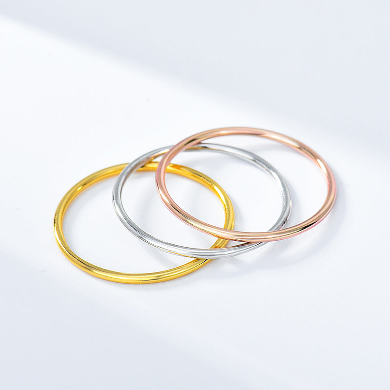 925 Sterling Silver Glossy and Simple Ring Cn0277