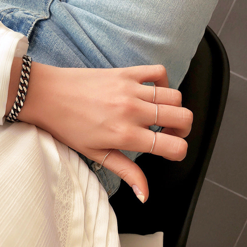 925 Sterling Silver Glossy and Simple Ring Cn0277