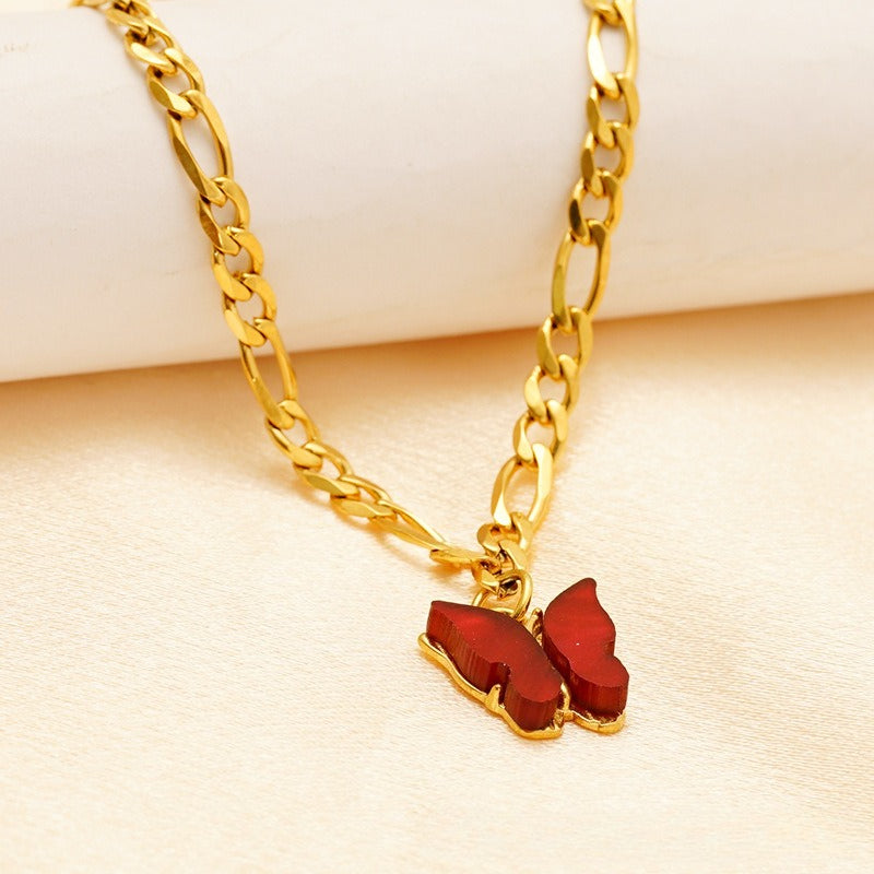 Fashion stainless steel butterfly anklet women's simple 18K titanium steel anklet