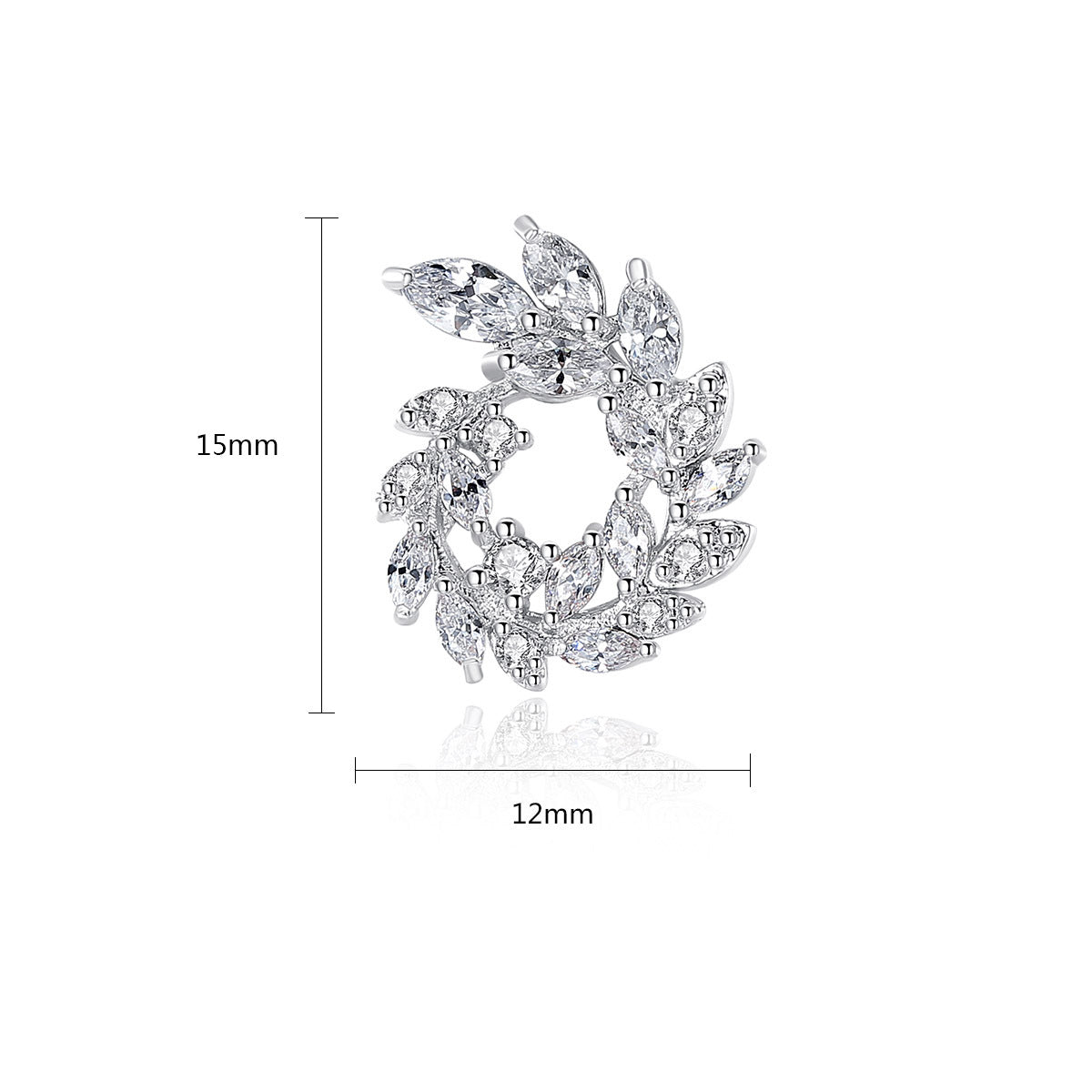 Elegant Copper Earrings Studded with Zircon Leaf Jewelry Cn571