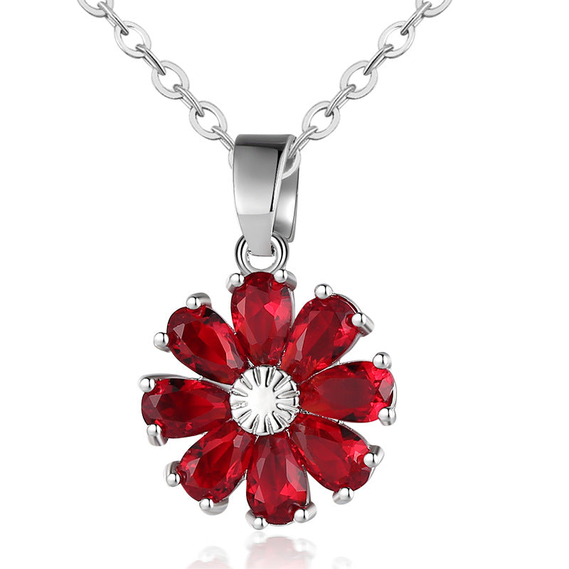 Copper zircon flower diamond necklace platinum plated fashion collarbone chain