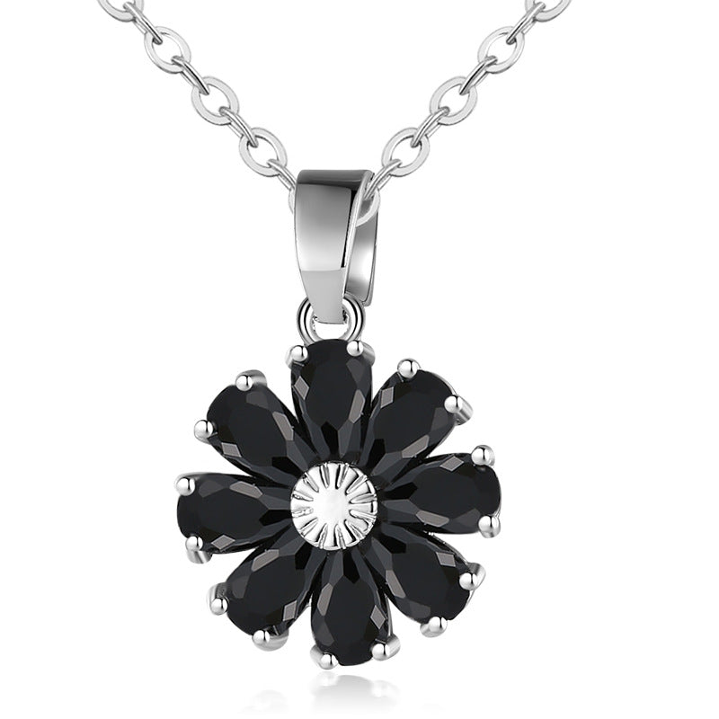 Copper zircon flower diamond necklace platinum plated fashion collarbone chain
