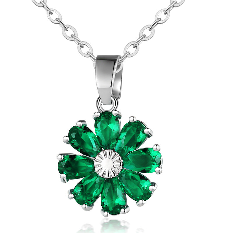 Copper zircon flower diamond necklace platinum plated fashion collarbone chain