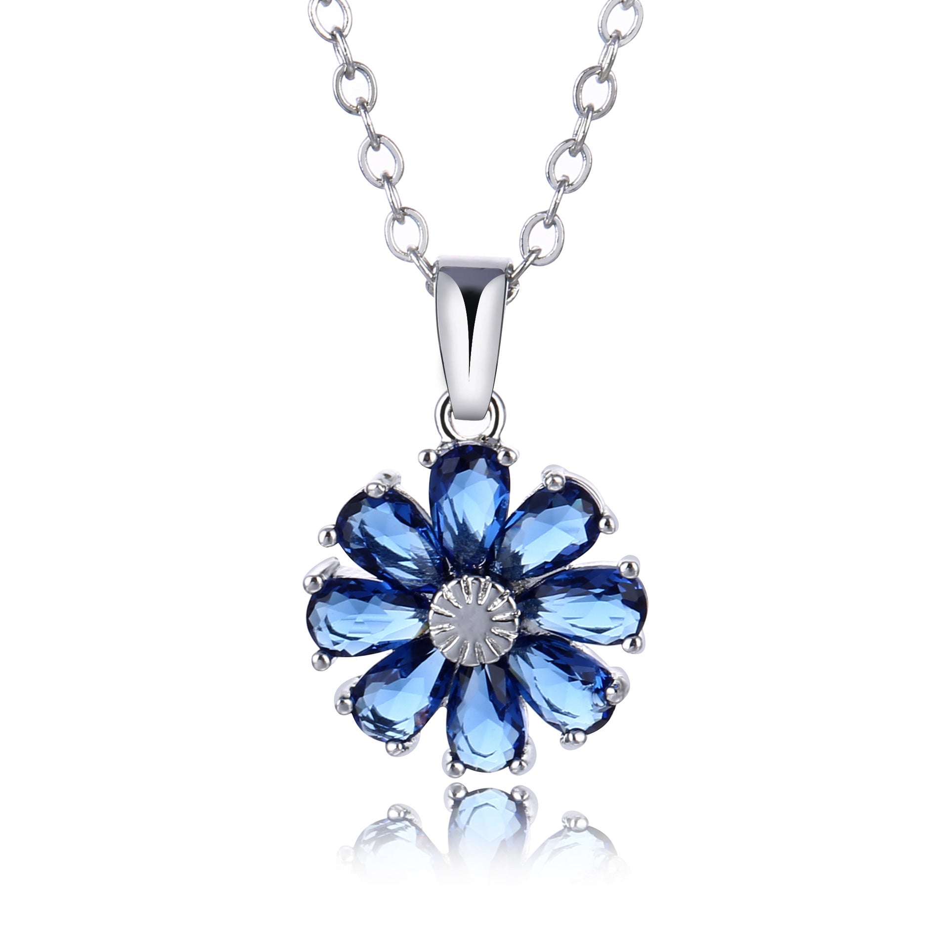 Copper zircon flower diamond necklace platinum plated fashion collarbone chain