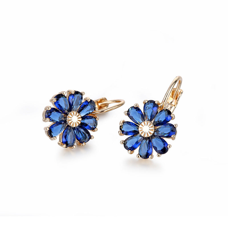 Floral fresh earrings new women's stud earrings zircon design earrings ear buckles