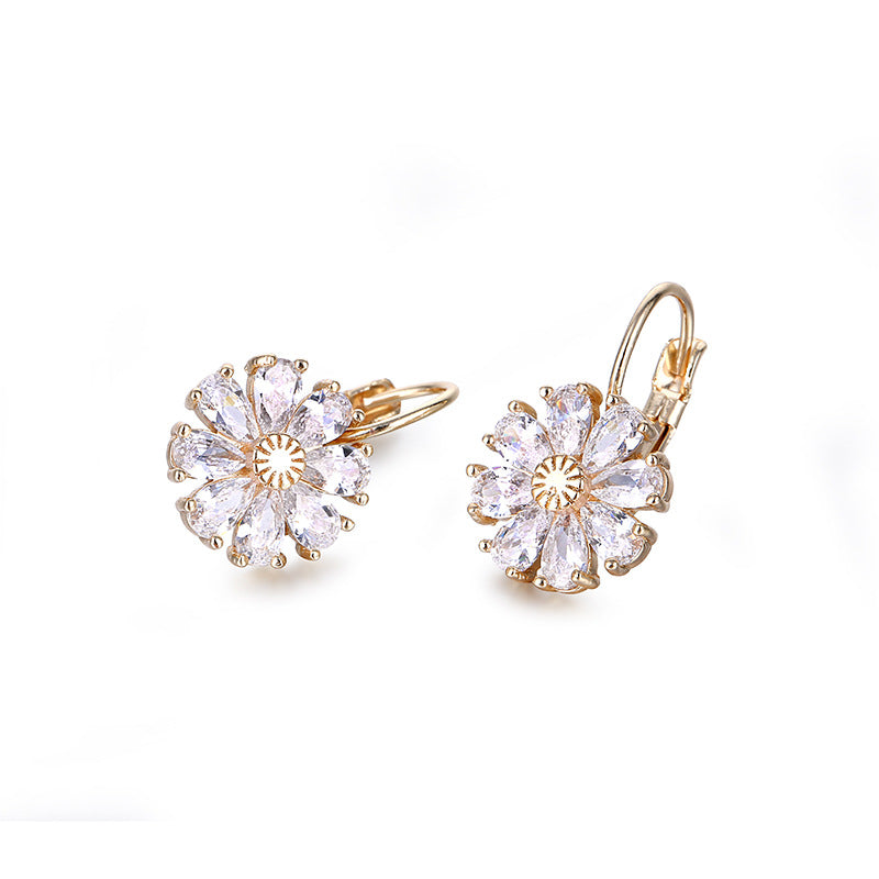 Floral fresh earrings new women's stud earrings zircon design earrings ear buckles