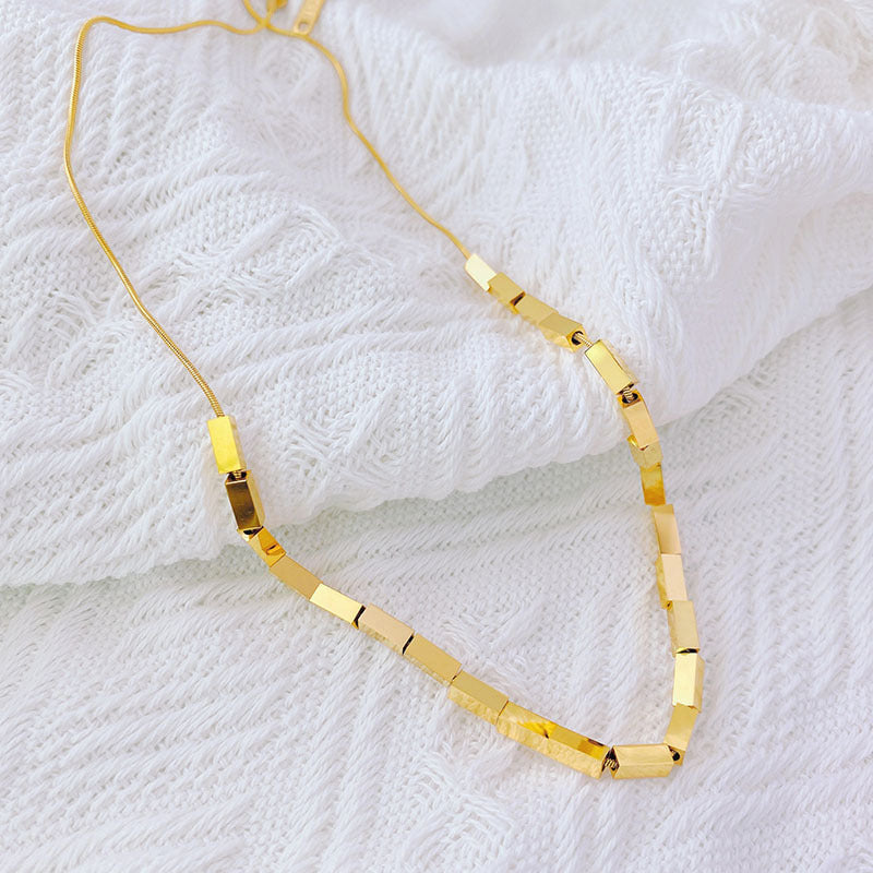 Korean Style Simple Square Titanium Steel Necklace Cn0276