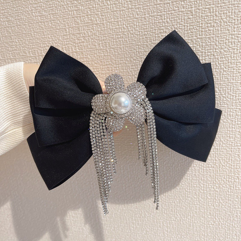 Multilayer Bow Barrettes Rhinestone Flower Ponytail Spring Clip Cn421