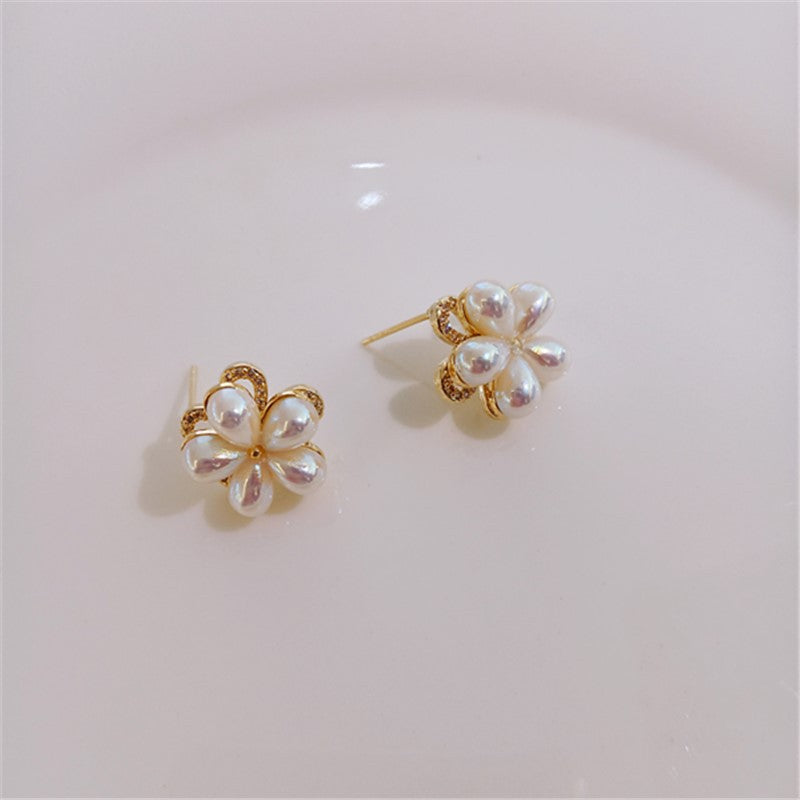 New Flower Ear Studs Rotatable Cn0102