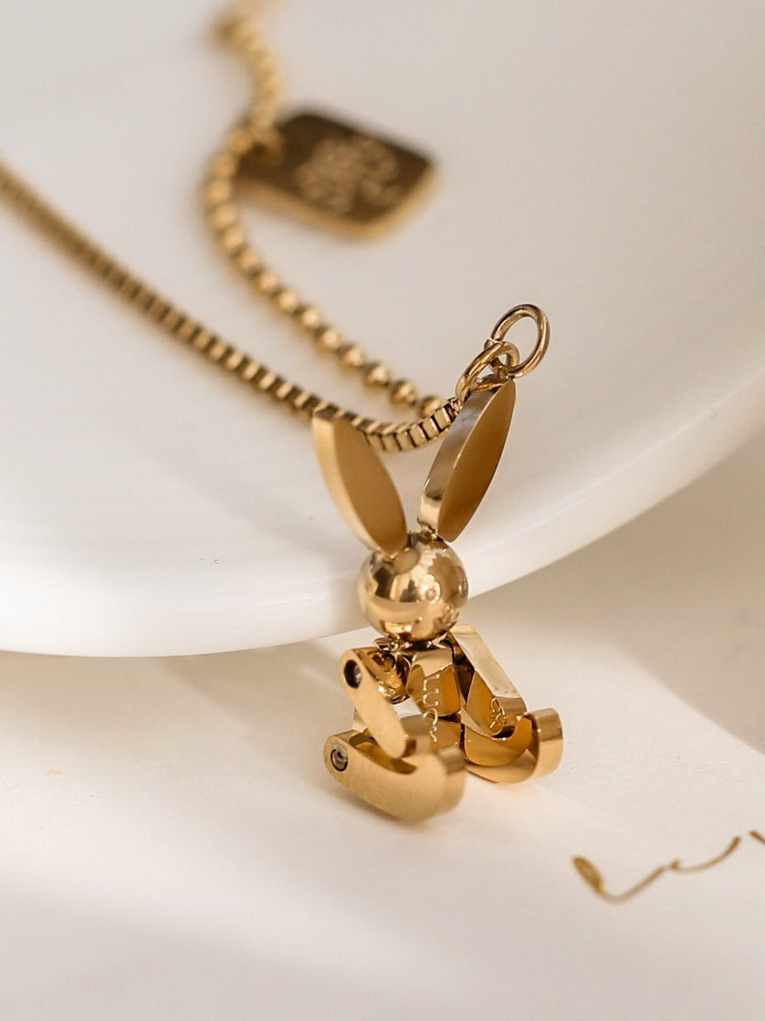 Non-Fading Gold Bunny Necklace Cn0253