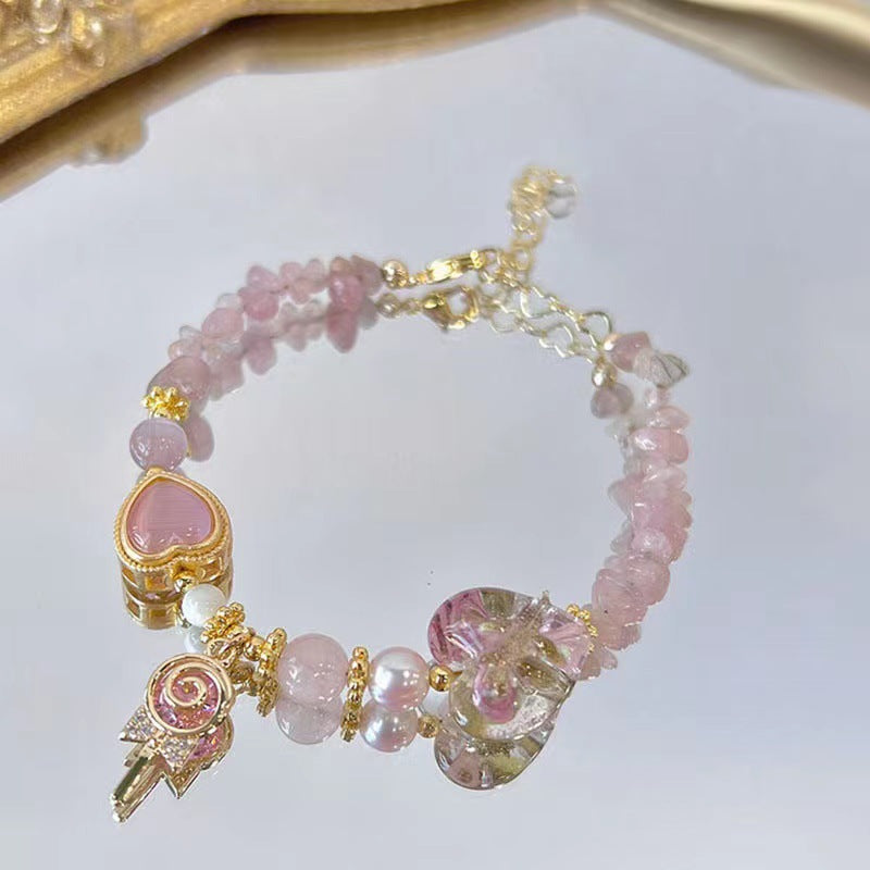 Gelang manik-manik biru safir Cn325