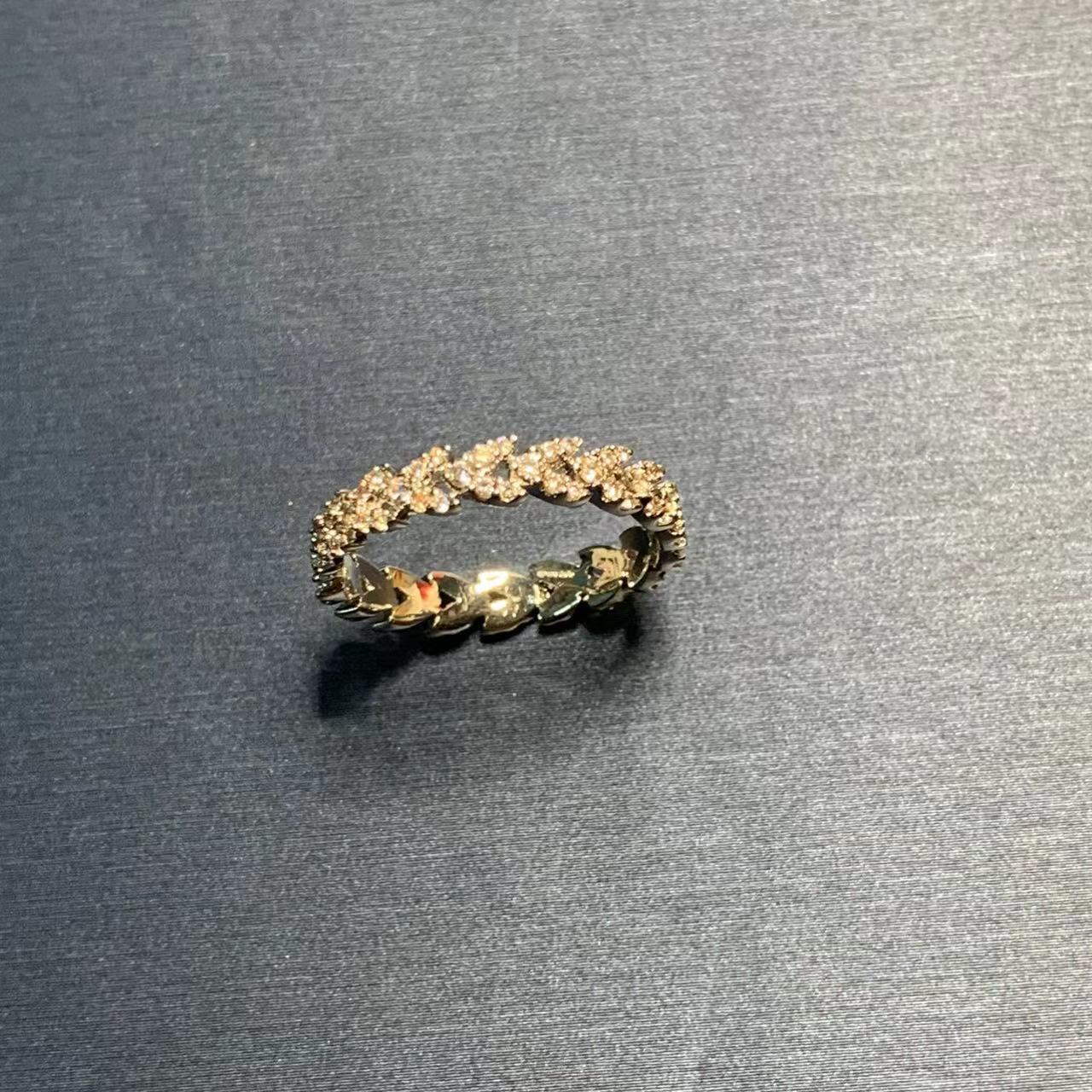 Wheat Ear Ring Female Heart-Shaped Full Diamond Ring Love Ring Light Blue Cn479