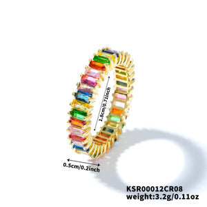 Diamond Ring Jewelry Colorful Zircon Geometric Ring Rainbow Ring