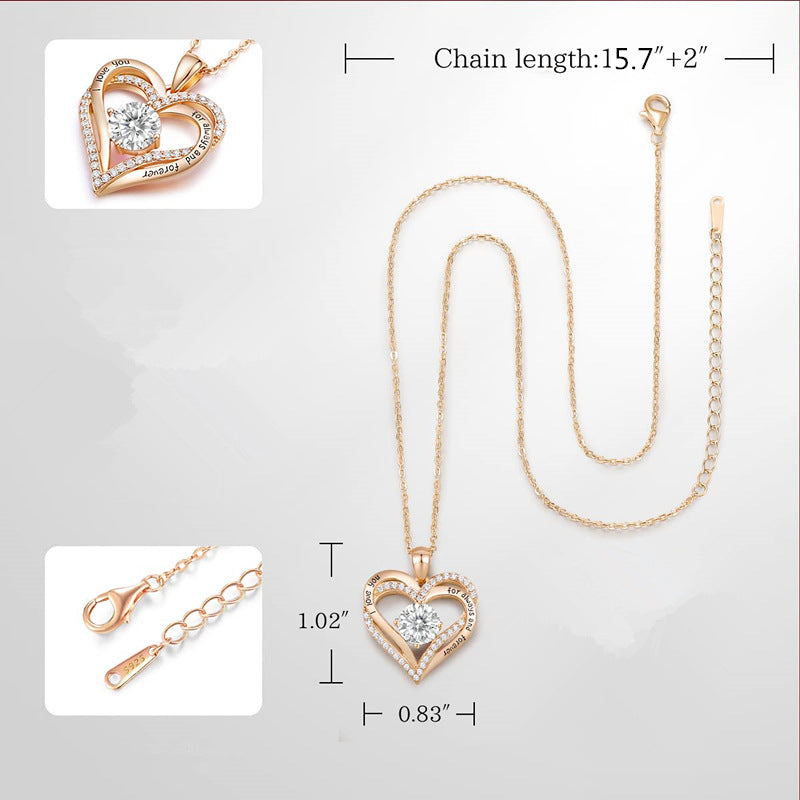 Micro-Inlaid Heart-Shaped Necklace Cn0309