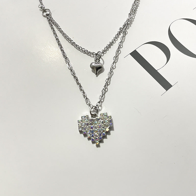 Heart-Shaped Necklace Heart-Shaped Clavicle Chain Shiny Crystal Necklace Cn452