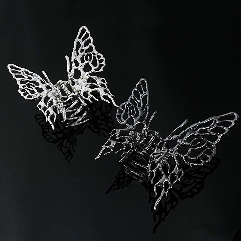 Metal Liquid Butterfly Barrettes Cn0243