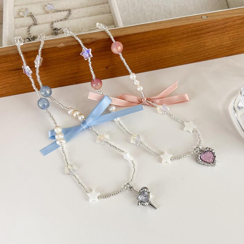 French Ribbon Bow Necklace Cn331