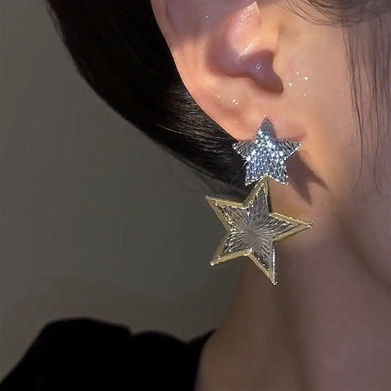 Five-Pointed Star Design Sequined Earrings Cn349