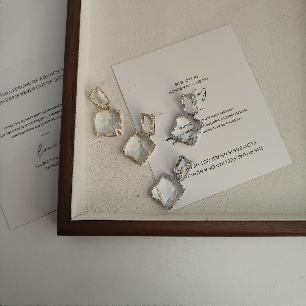 Quadratische Kristallglas ohrringe Cn400