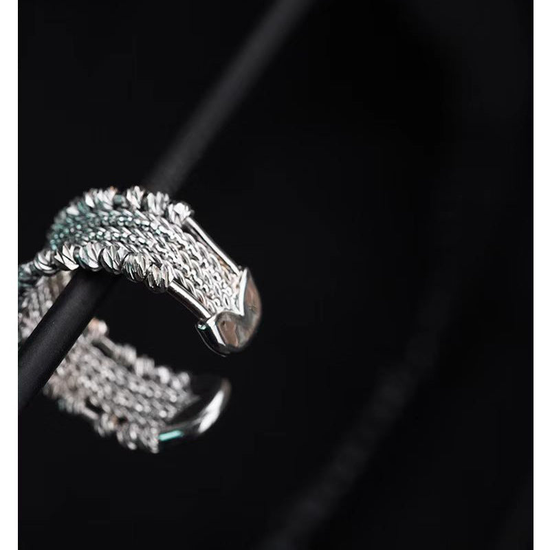 Pin Chain Silver Ball Ring Cn0115