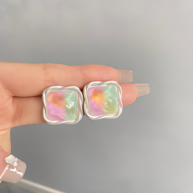 컬러 스퀘어 귀걸이 Cn395