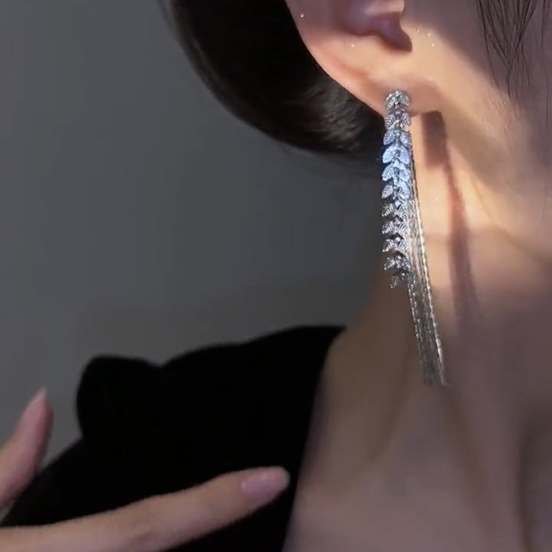 Wheat Tassel Long Earrings Dual-Wear Cn0311