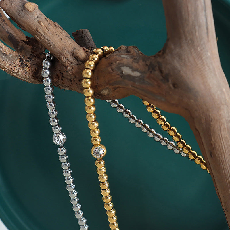 Beaded Necklace Exquisite Bracelet Zircon Pendant Jewelry Set Cn0299