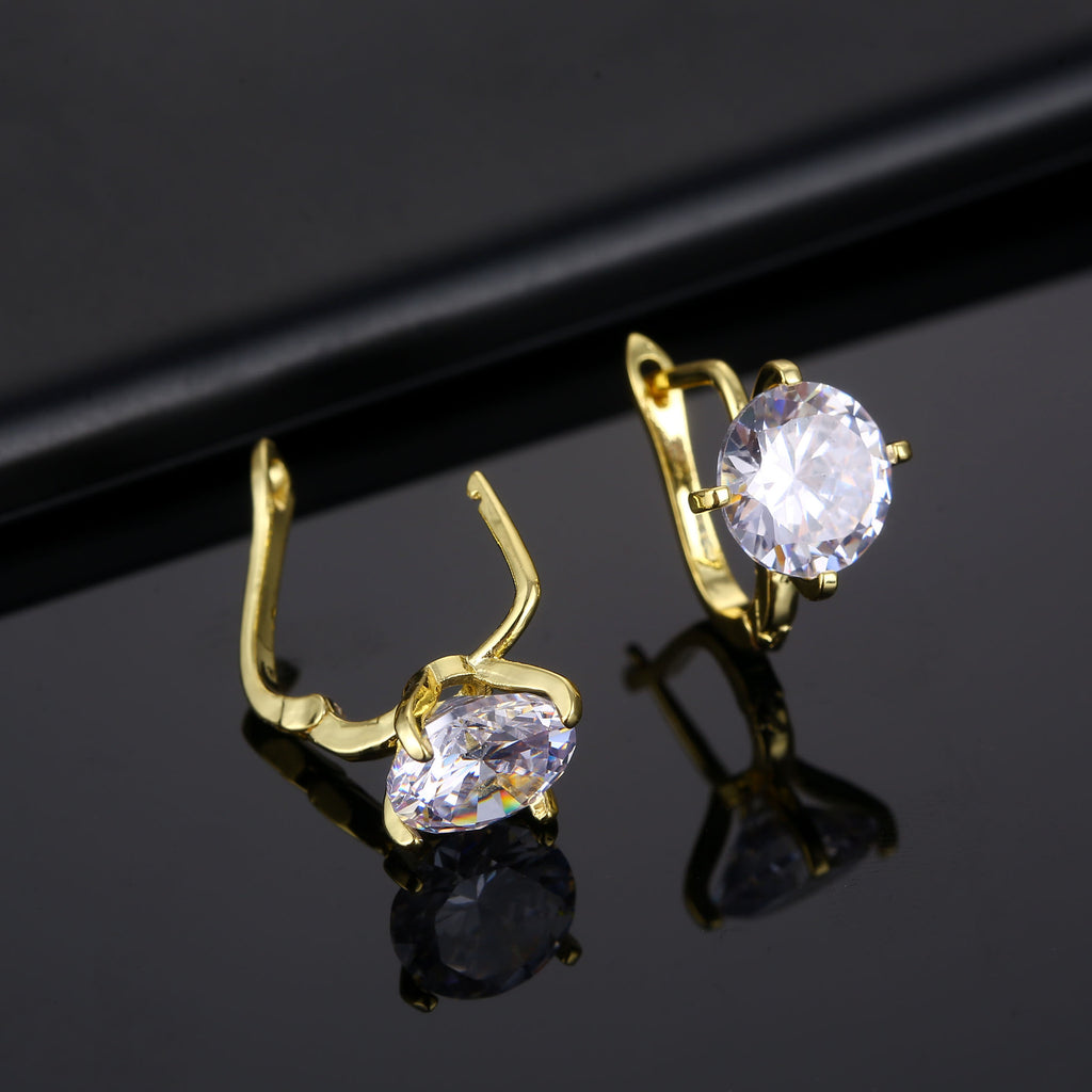 Fashion Round Roebuck Ladies Earrings Zircon Round Ear Clasps Large Diamond Earrings