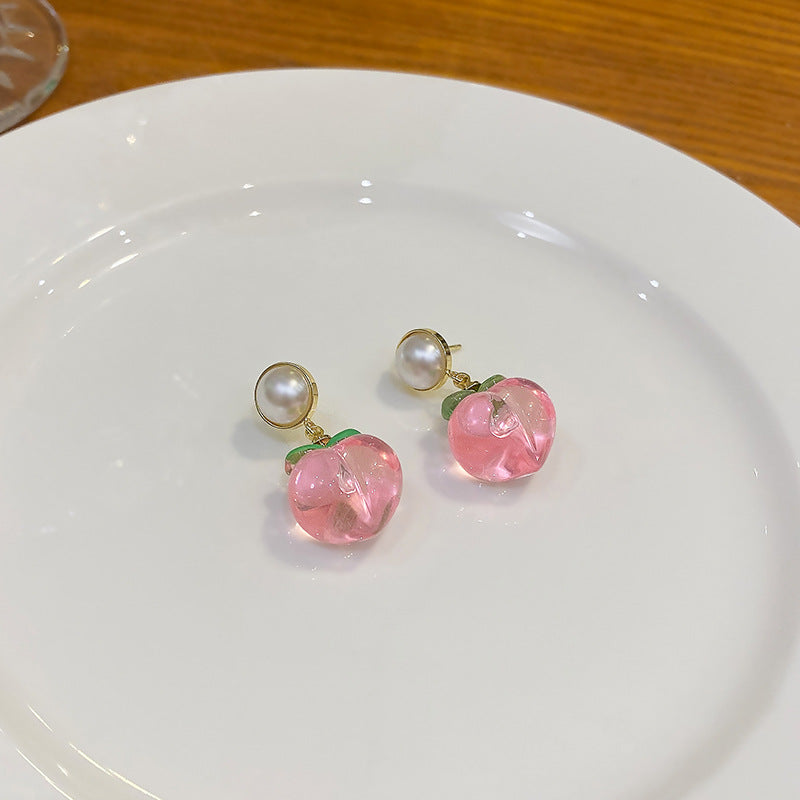 Pink Peach Earrings Pearl Earrings Cn520