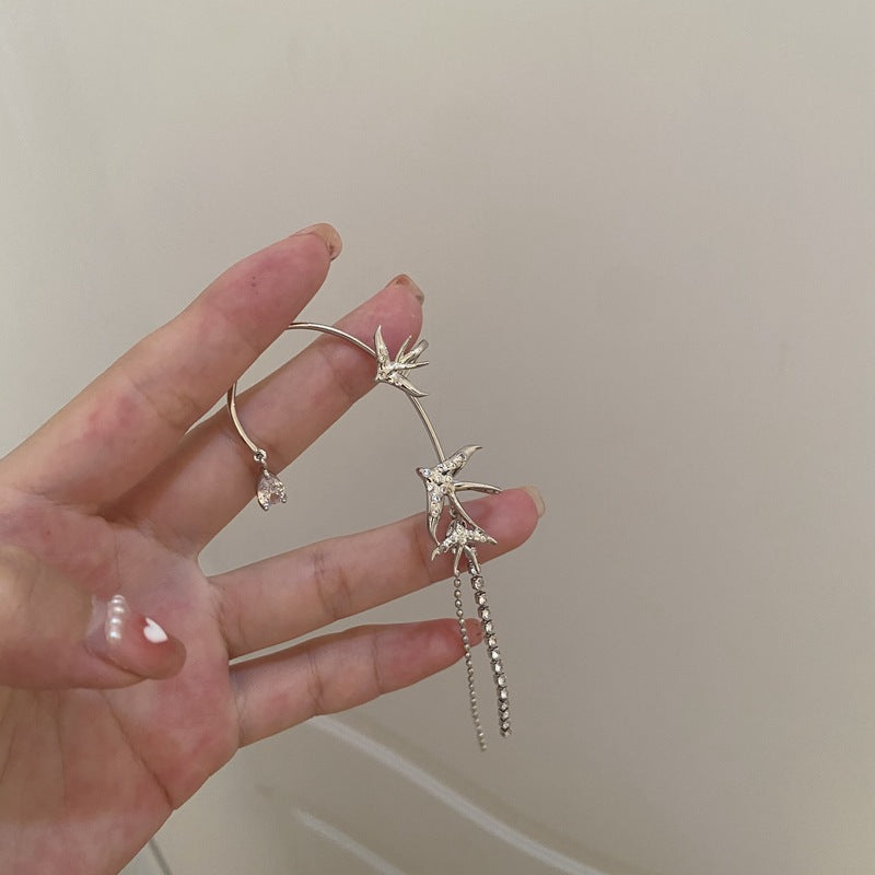 Zircon Tassel Ear Hanging Women's Long Non-Pierced Earrings Cn415