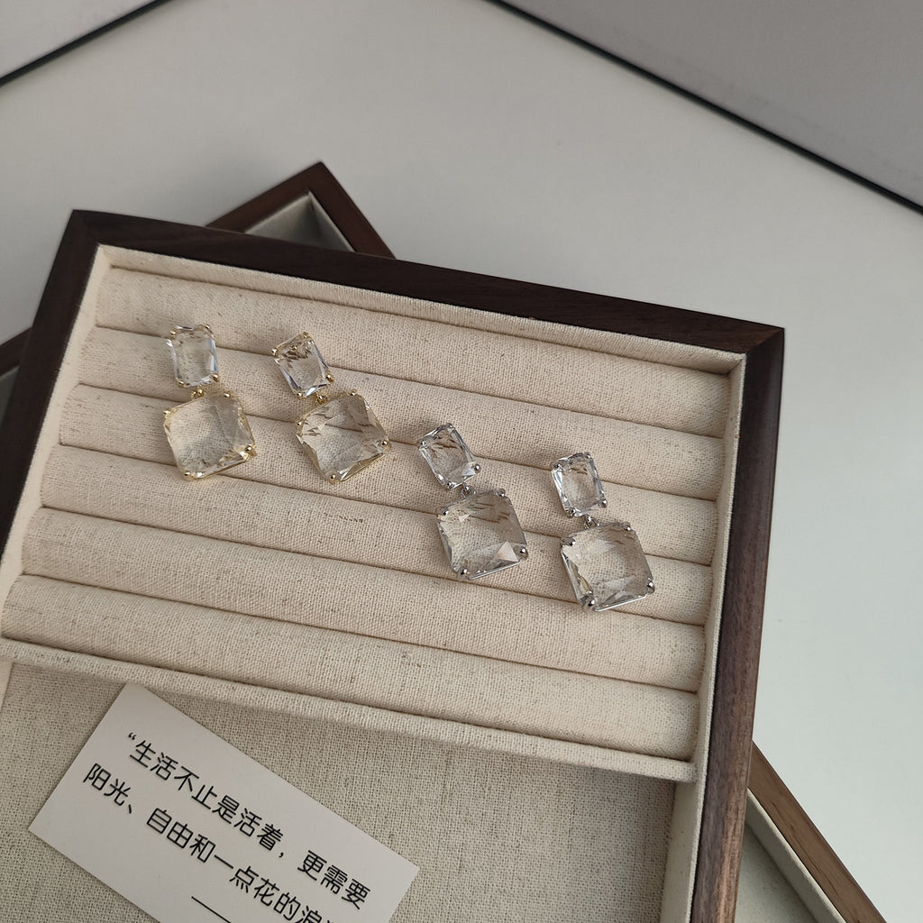 Quadratische Kristallglas ohrringe Cn400