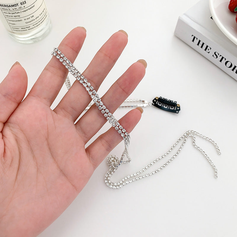 Woven Rhinestone Chain Barrettes Cn0235