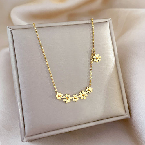 6 Flowers Minimalist Necklace Cn0294