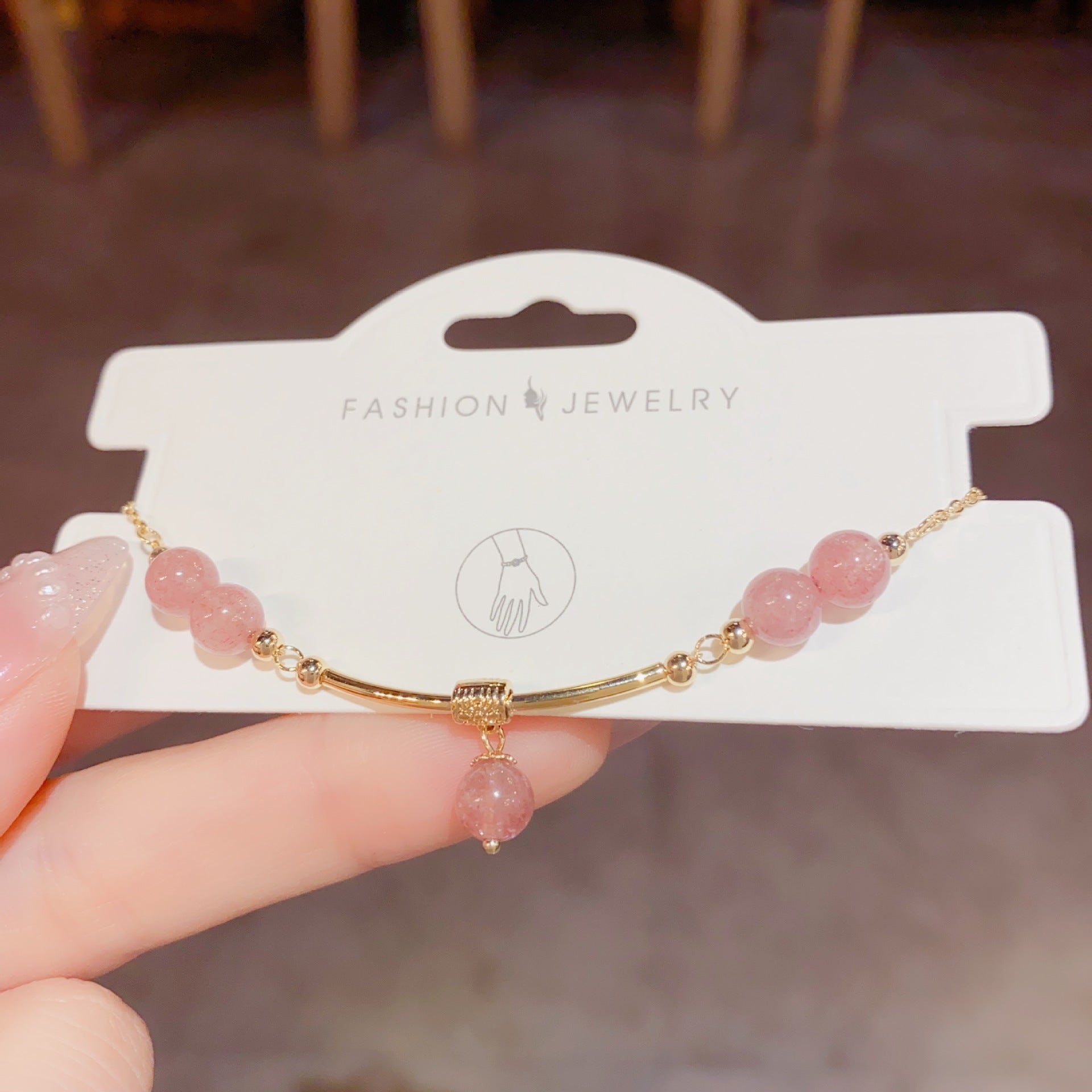 Fantasy Strawberry Quartz Bracelet Adjustable Cn0097