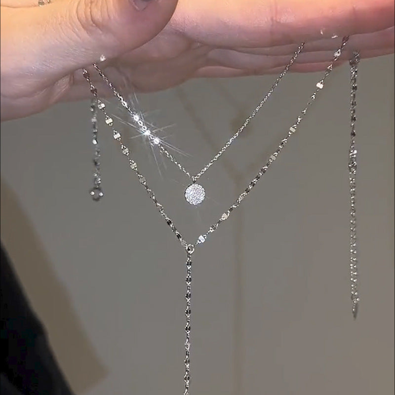 Long Y-Shaped Tassel Necklace Double-Layer Clavicle Chain Cn350