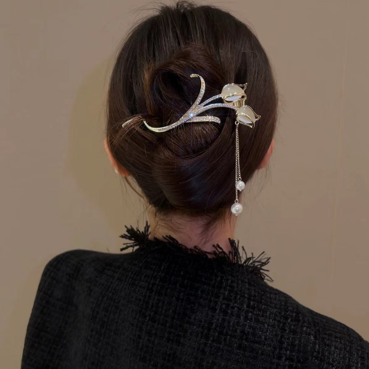 Opal Tulip Line-Shaped Tassel Barrettes Cn0234