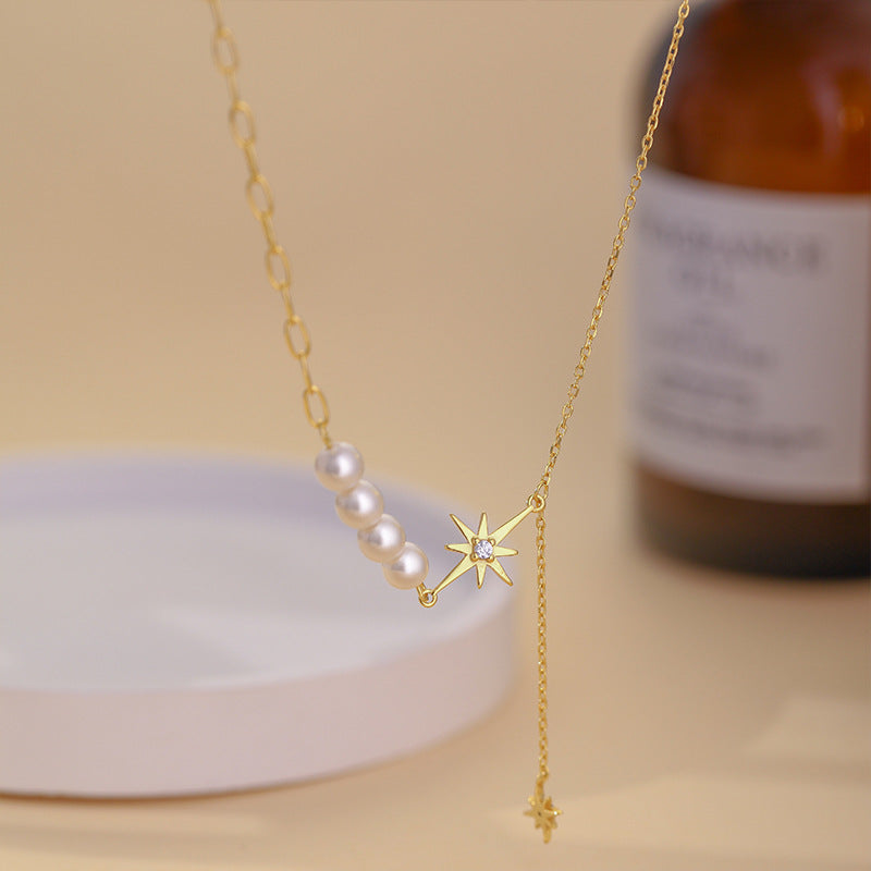 Pearl Necklace Niche Clavicle Chain Neck Chain Eight Awn Star Cn461