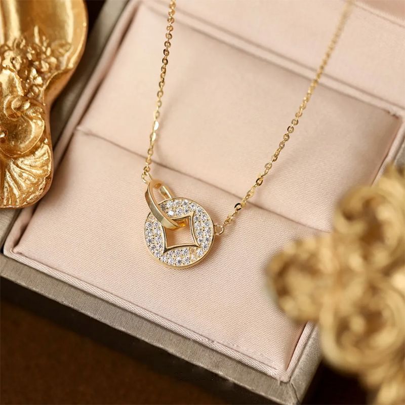 Copper Coin Double Ring Necklace Cn478