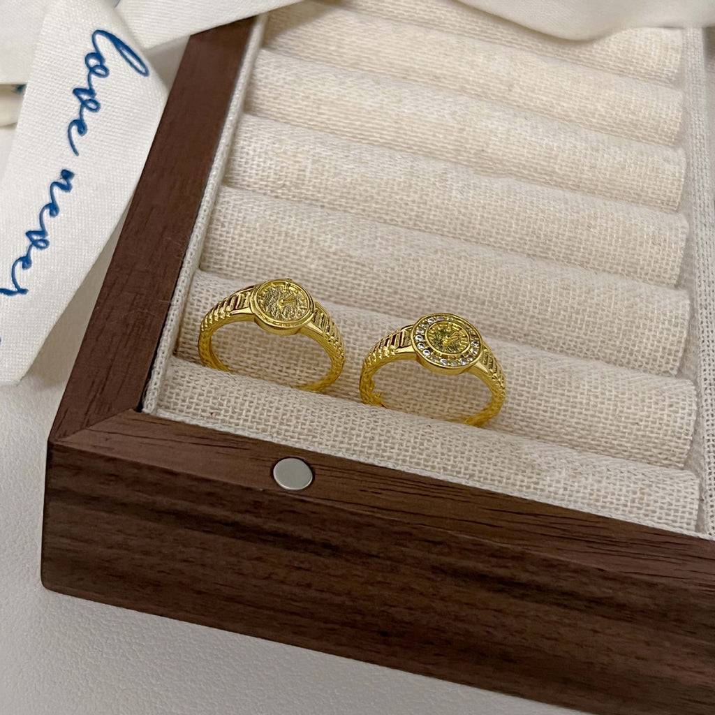 Gold Watch 520 Clock Ring Cn397