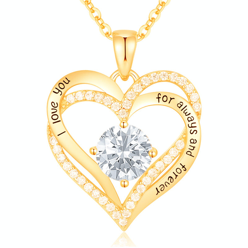 Micro-Inlaid Heart-Shaped Necklace Cn0309