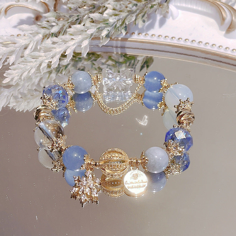 Gelang manik-manik biru safir Cn325