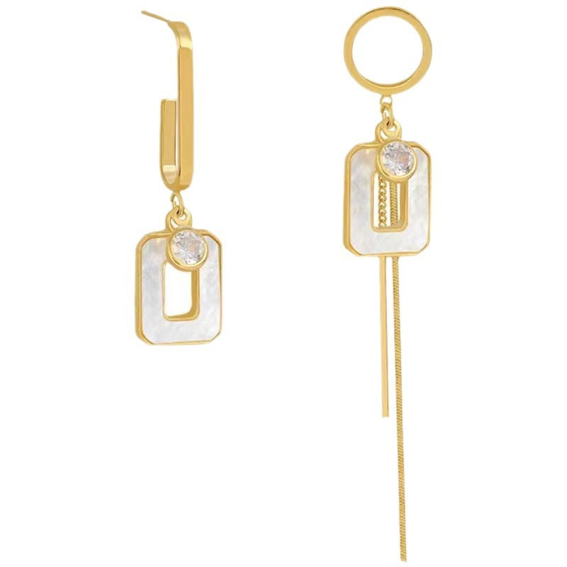 925 Silver Needle Asymmetric Geometric Ear Studs Cn548