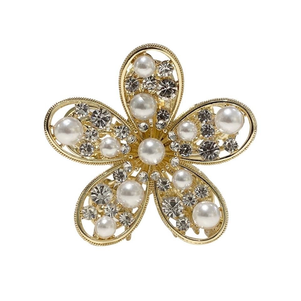 Metal Rhinestone Pearl Flower Headdress Hairpin Cn506
