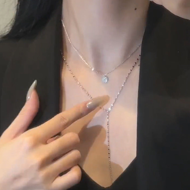 Long Y-Shaped Tassel Necklace Double-Layer Clavicle Chain Cn350