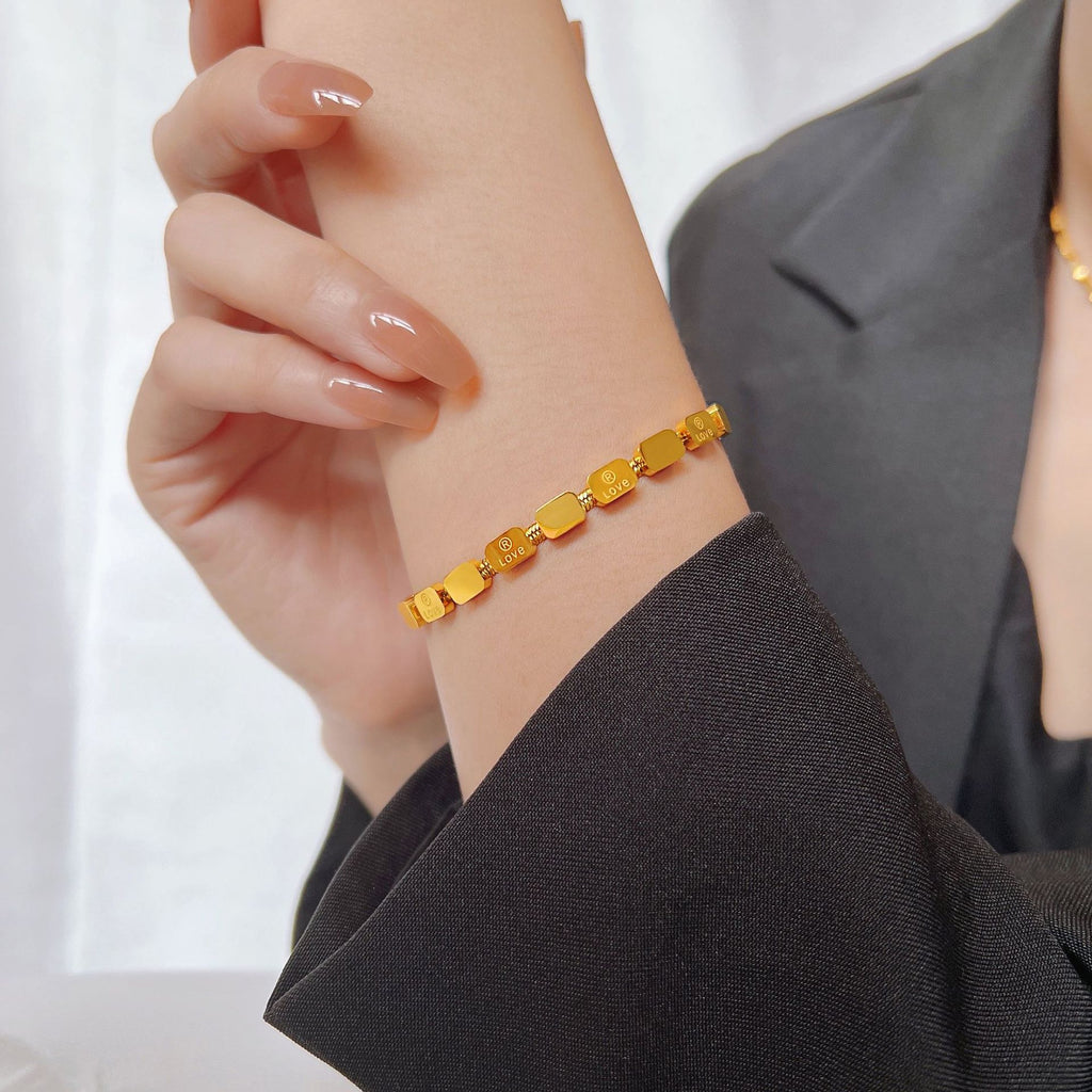 Fashion Titanium Steel No Fading Love Square Snake Bone Bracelet Cn560