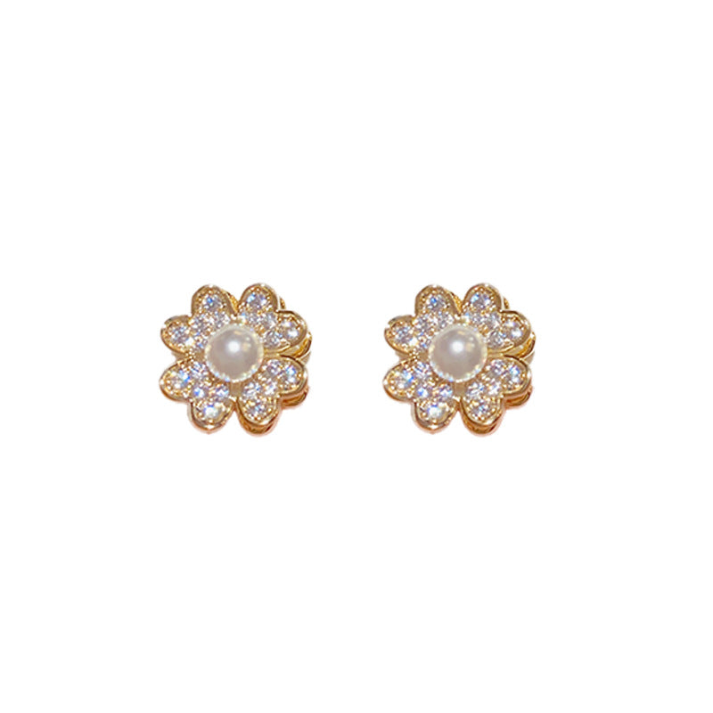 Zircon Rotating Flower Stud Earrings Cn0098